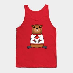 Canadian Pride, Funny Beaver Wearing A Canada Sweater Tank Top